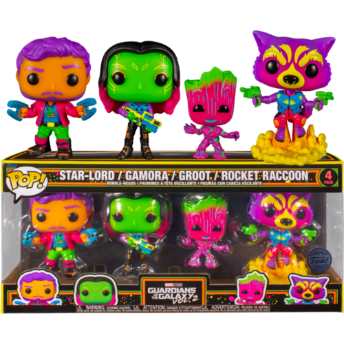 Funko - Marvel - Guardians of the Galaxy - Star-Lord, Gamora, Groot and Rocket Raccoon Blacklight (#4-pack)