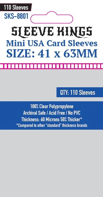Sleeve Kings – Mini USA Game Card Sleeves, 110 Pack, 60 Microns (41 x 63 mm)