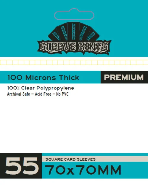 Sleeve Kings - Premium Square Card Sleeves, 55 Pack, 100 Microns (70 x 70 mm)