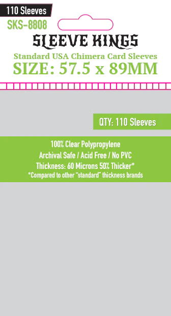 Sleeve Kings – Standard USA Chimera Card Sleeves, 110 Pack, 60 Microns (57.5 x 89 mm)